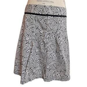 LOFT 100% cotton circle skirt. Black and white crosshatch pattern size 12